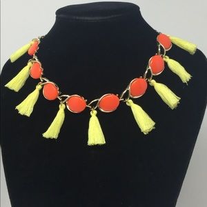 SOLD.       Orange Yellow TASSEL Choker Necklace